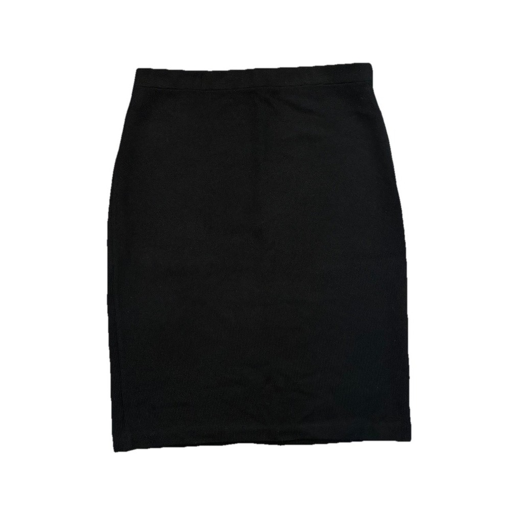 ST. JOHN Wool Rayon‎ Knit Black Knee Length Skirt Size Medium